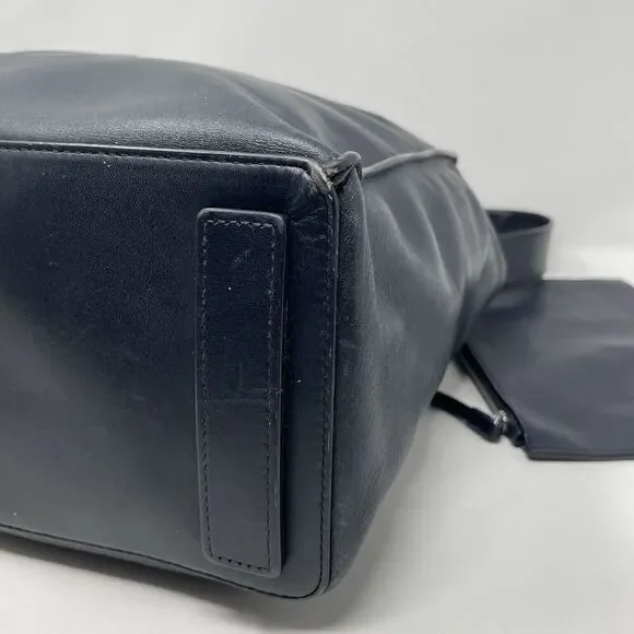 ALLSAINTS Captains Tote Women Navy Blue Leather Bag Shoulder Strap Chain Purse - Picture 12 of 16